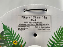 Load image into Gallery viewer, Black rPLA pro, 100% Recycled, 1.75mm, 1kg - made from water bottles!
