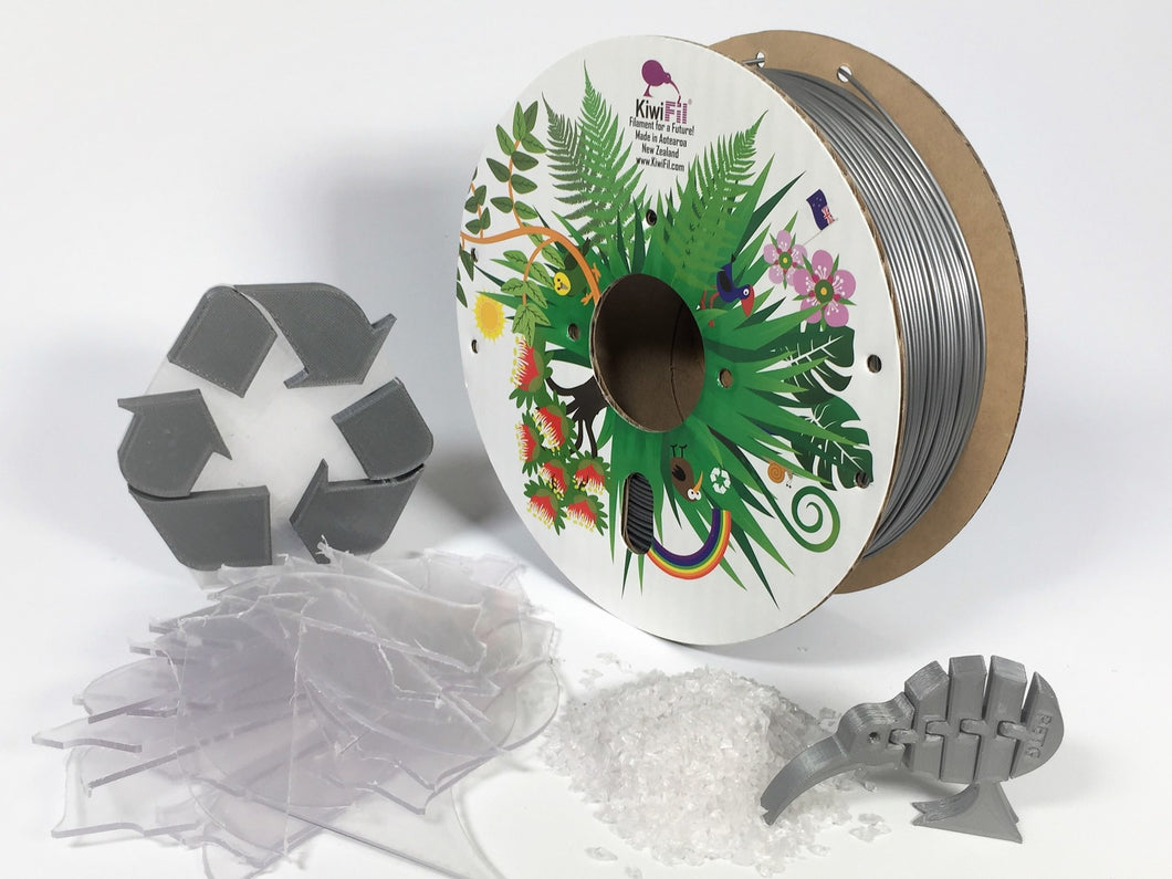 Silver Grey rPETG, 100% Recycled, 1.75mm, 1kg